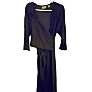 Plus Size Beautiful Black Long Sleeved Wrap Top Dress